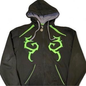 Rare JINX x World of Warcraft Collab Zip-Up Hoodie Black Green Small